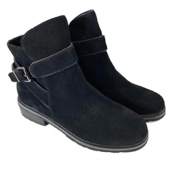 s-l400.jpg Blondo Black Suede Buckle Zip Ankle Boots Women Size 7.5 main image 1